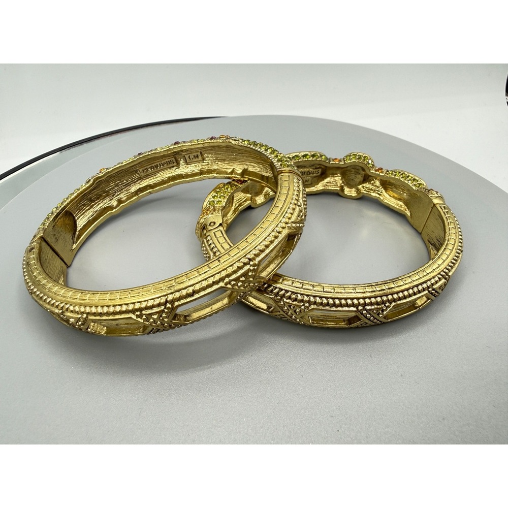 Heidi Daus Triple Play Crystal Bangle Bracelet 2 Pc Red (Siam Multi) STUNNING! - Picture 11 of 12